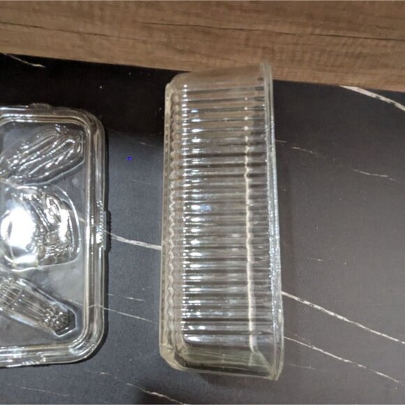 Federal Glass Rectangular Butter Dish With Lid Vintage Ribbed Clear Patterned Gl - Picture 5 of 9